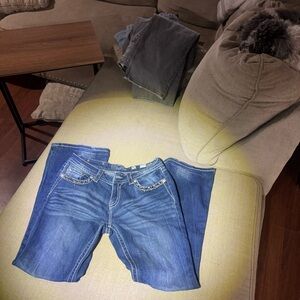 Miss Me Blue Boot Cut Jeans with Embellished Pockets